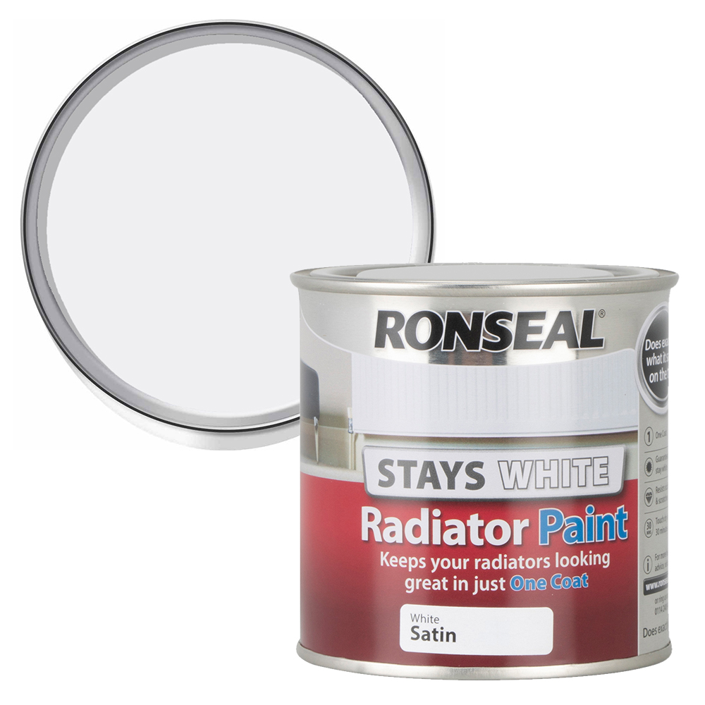 Ronseal White Satin Radiator Paint 250ml Image 1