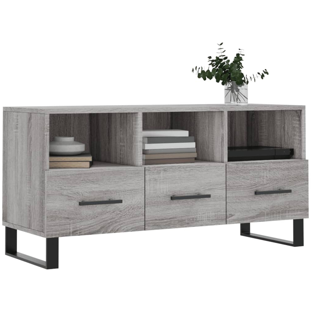 vidaXL 3 Drawer 3 Shelf Grey Sonoma TV Cabinet Image 3