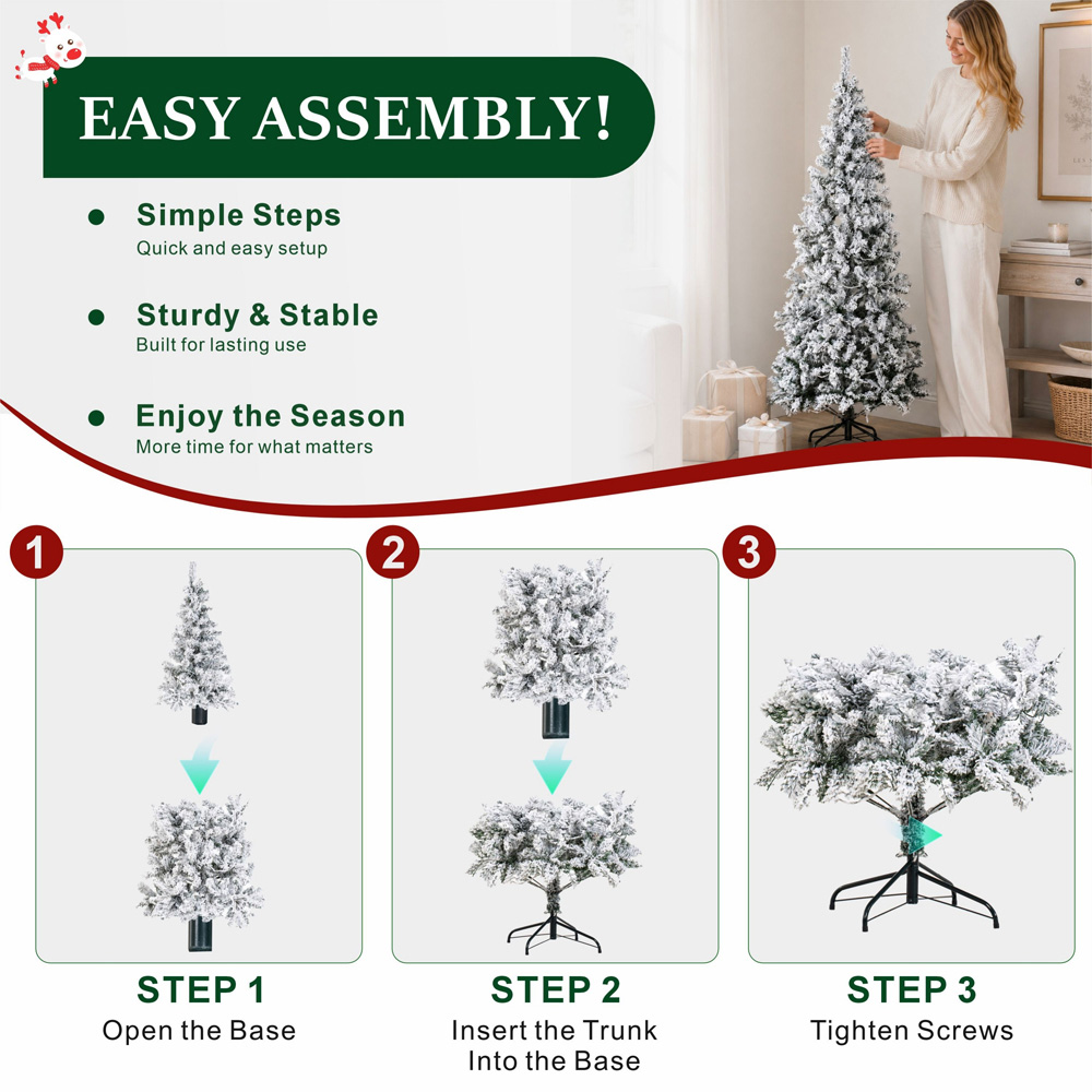 Abrihome Snow Flocked Artificial Christmas Tree with 500 Tips 6ft Image 5