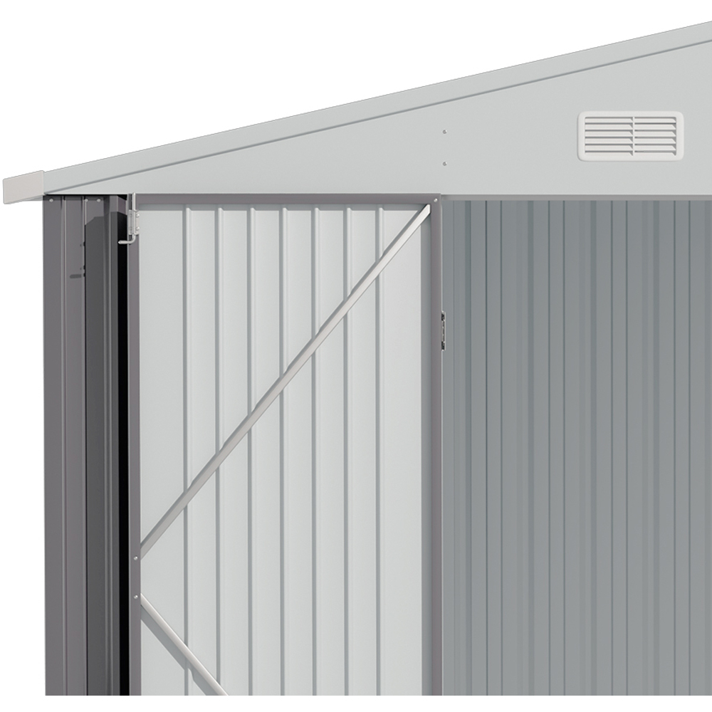 Living and Home 10 x 12ft Grey and White Metal Apex Garden Storage Shed Image 3
