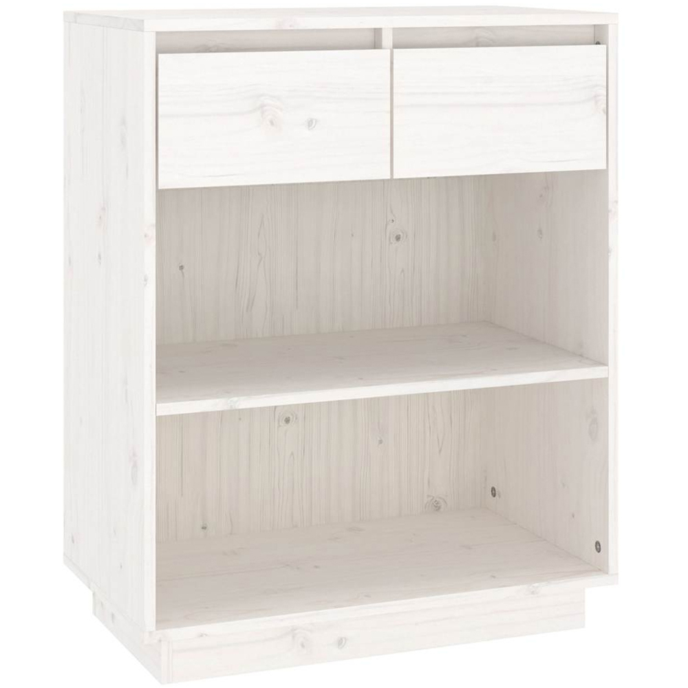 vidaXL 2 Drawer 2 Open Shelf White Solid Pinewood Console Cabinet Image 2