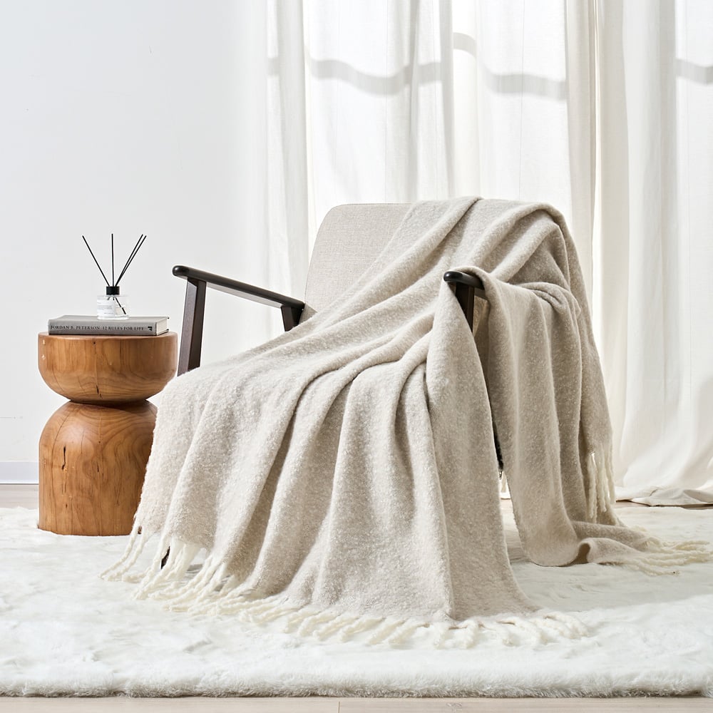 Cloud Touch Aisling Faux Mohair Fringed Chateau Grey Throw 127 x 170cm Image 3