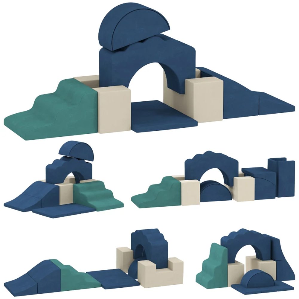 AIYAPLAY Dark Blue Kids Foam Climbing Blocks Soft Play Set 7 Piece Image 3