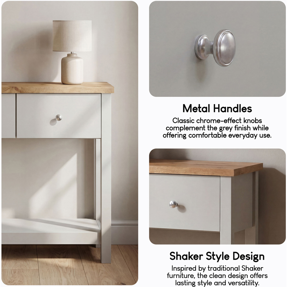 VIDA DESIGNS Arlington 2 Drawer Grey and Oak Console Table Image 6