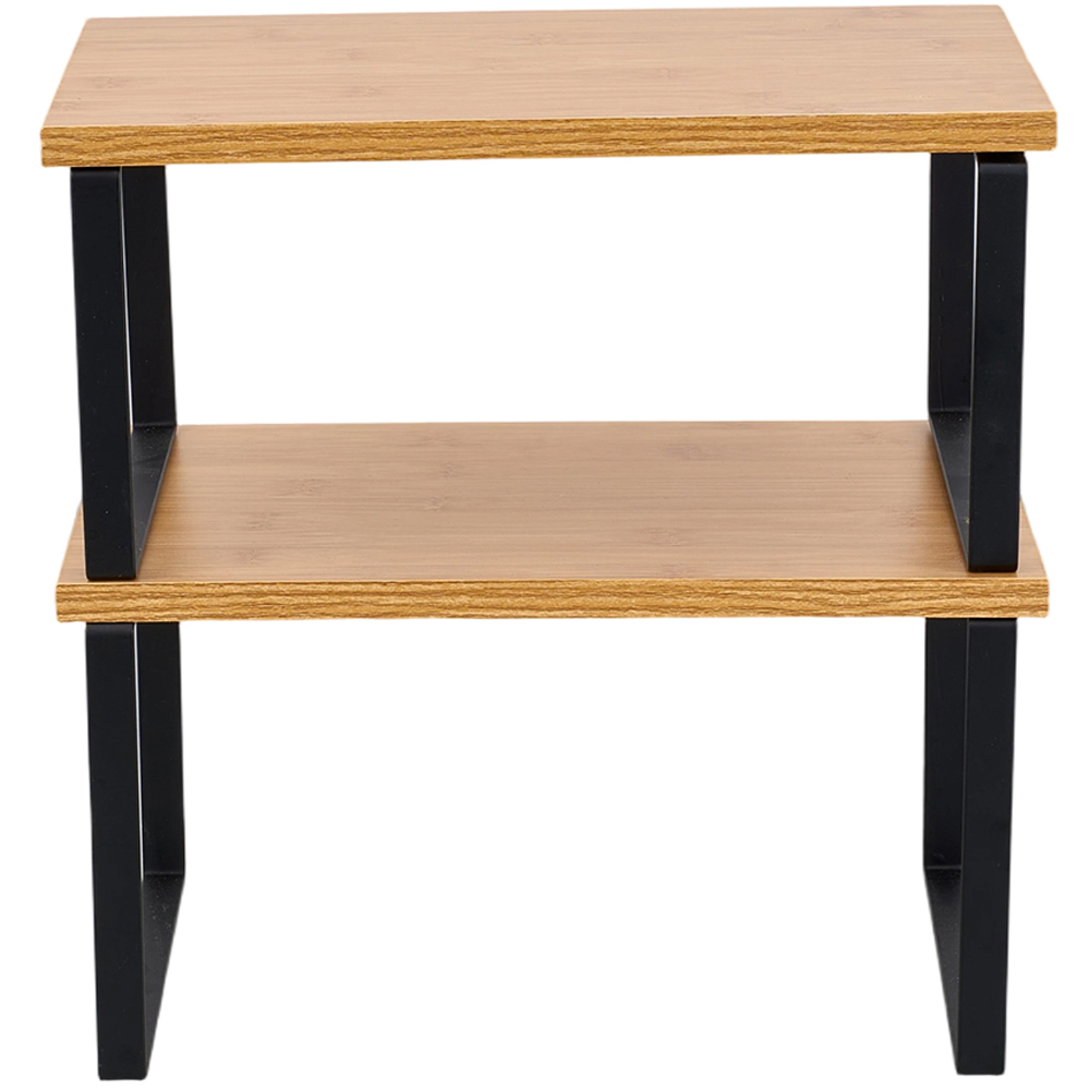 Living and Home Natural Wood Stackable Storage Rack Set 2 Pack Image 3