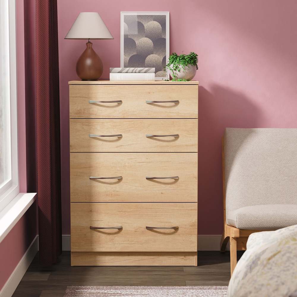 Crowndale Avon 4 Drawer Nebraska Oak Deep Chest of Drawers Ready Assembled Image 7