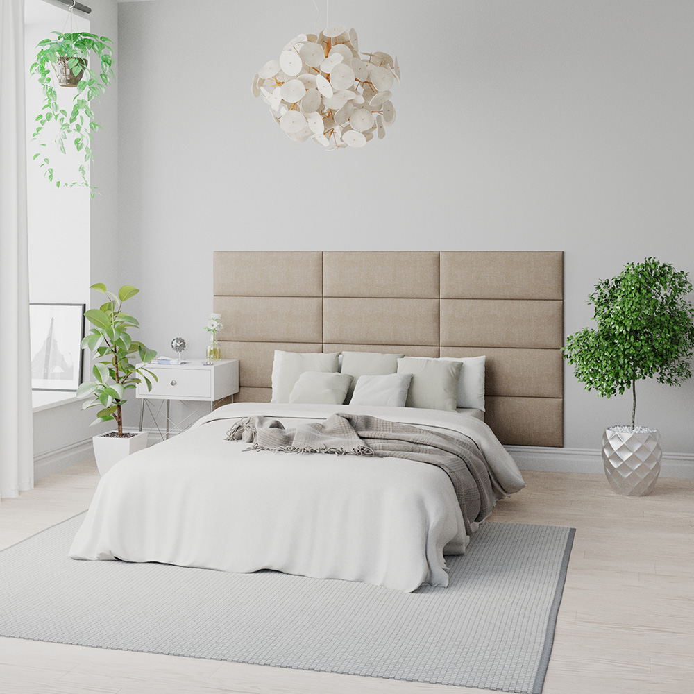 Aspire EasyMount Mink Cream Malham Weave Upholstered Wall Mounted Headboard Panels 8 Pack Image 1