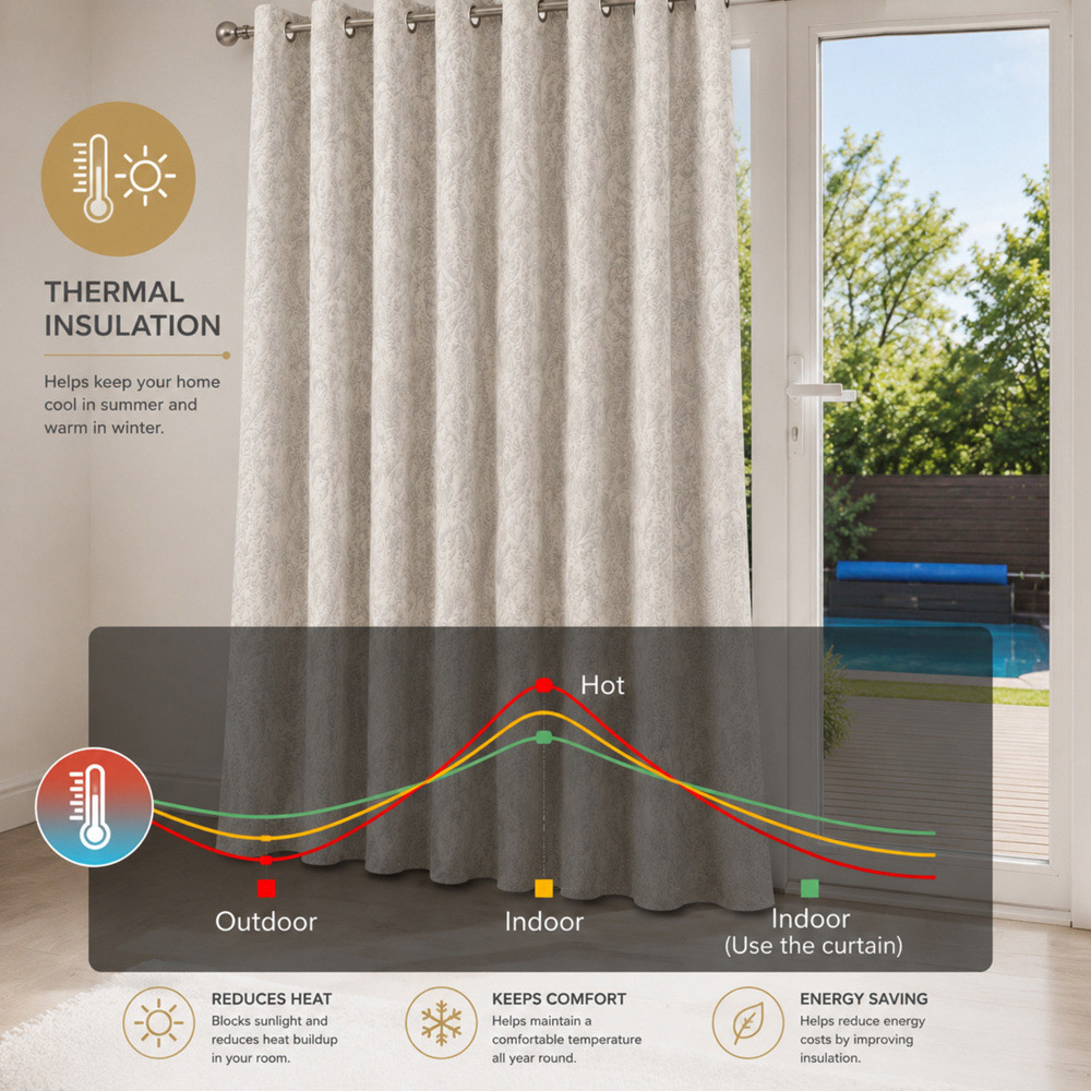 MHG Living Jacquard Thermal Eyelet Curtains 117 x 137cm Image 4