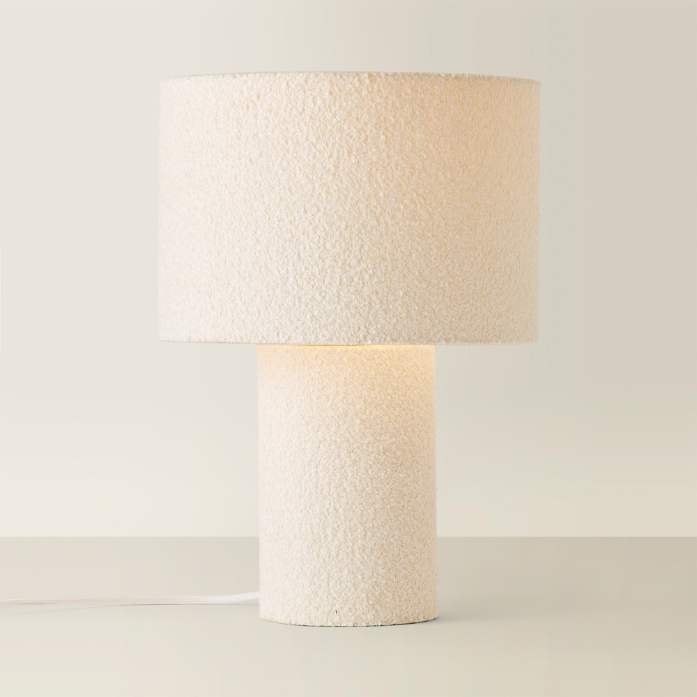 ValueLights Ash Cream Boucle LED Table Lamp Image 5