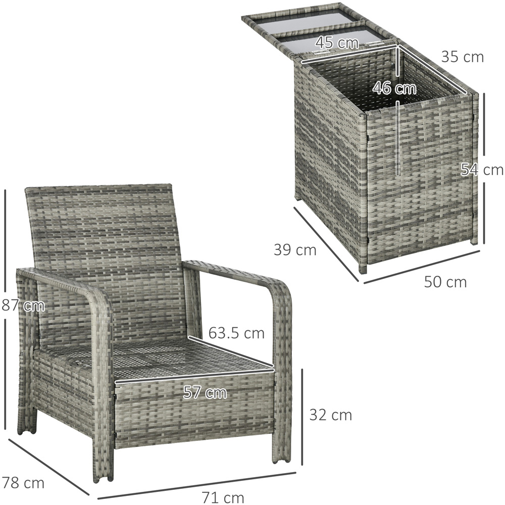 Outsunny 2 Seater Blue Rattan Lounge Set with Storage Image 7