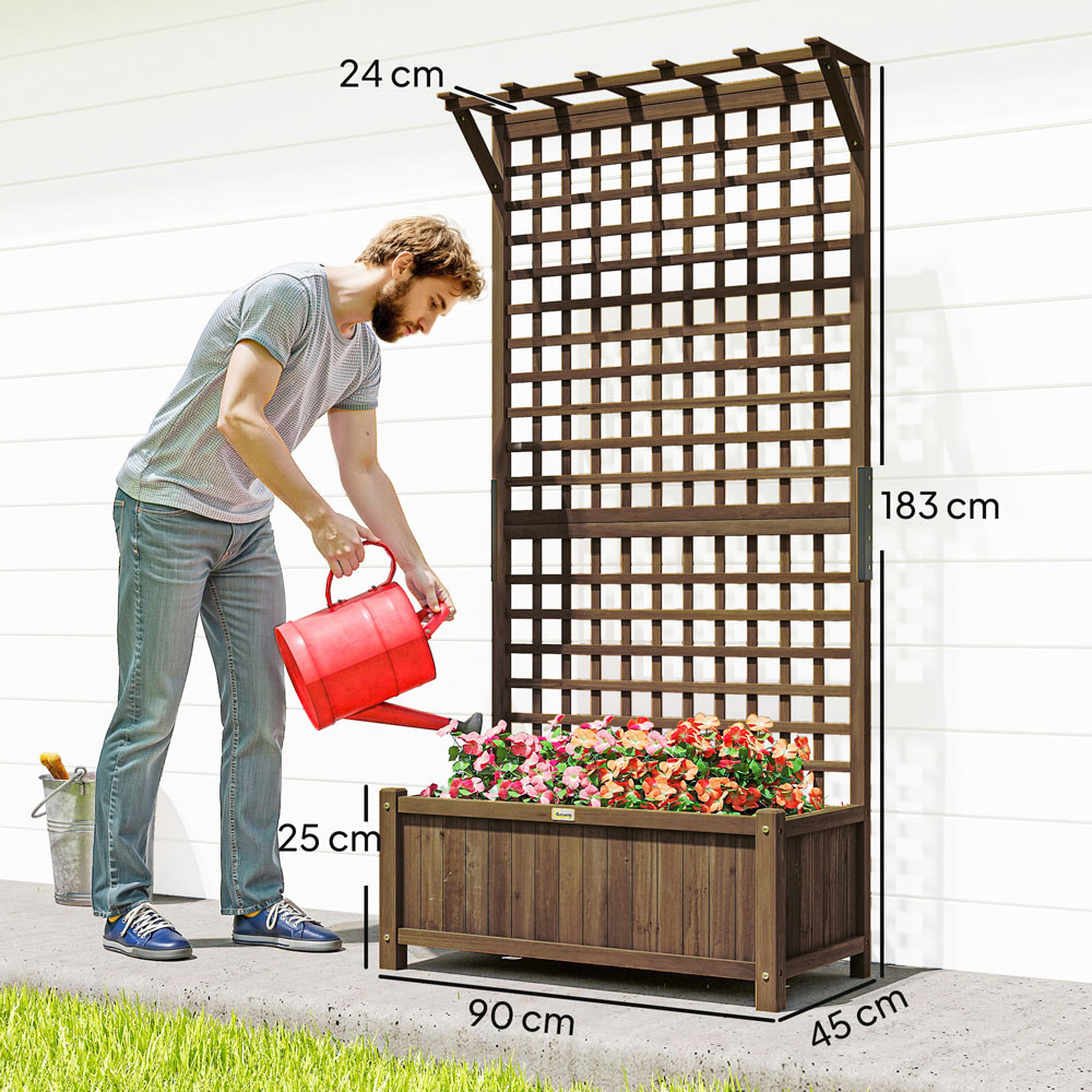 Outsunny Wooden Garden Planter with Trellis 183 x 45 x 90cm Image 8