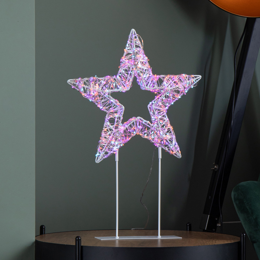 Samuel Alexander 720 Rainbow LED Light-Up Twinkling Silver Christmas Star with Metal Stand 45cm Image 6
