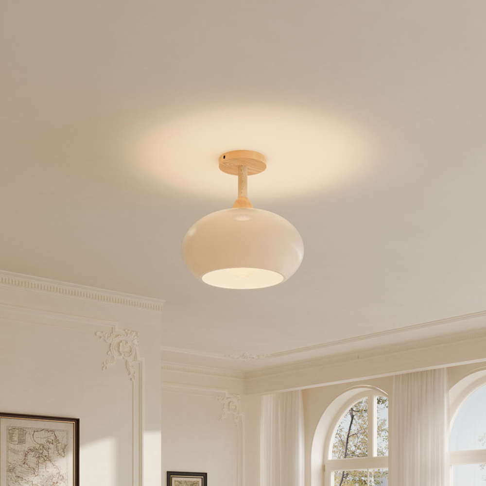 Living and Home White Glass Shade E27 Ceiling Light Image 3