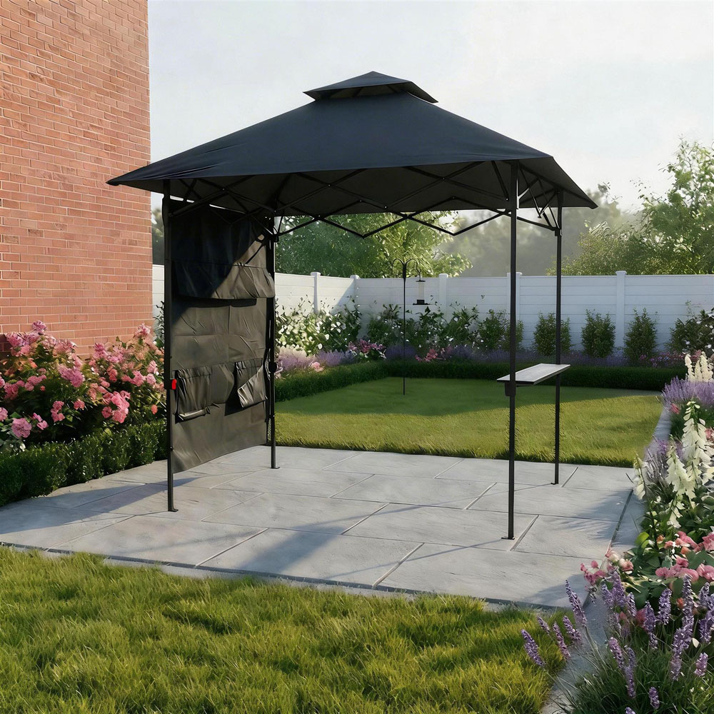 Home Source Verano 2.5 x 1.6m Black Folding BBQ Gazebo with Accessories Image 3