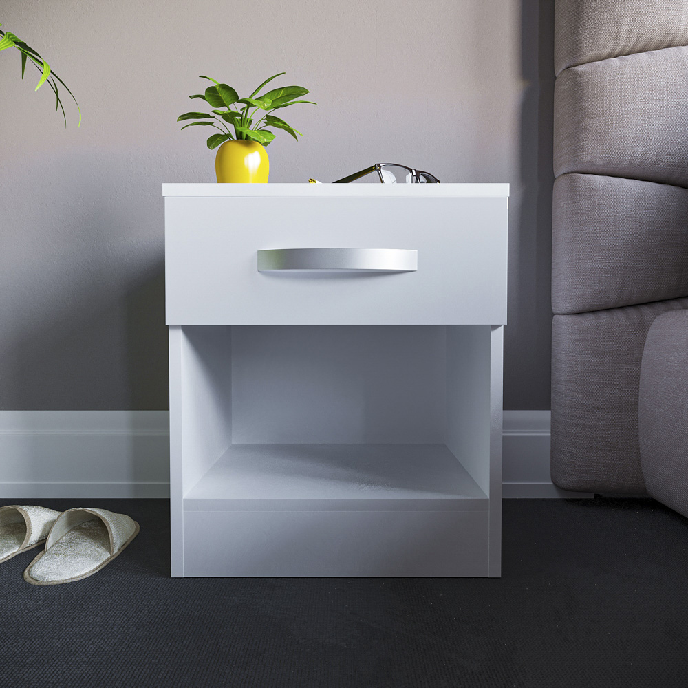 Vida Designs Hulio Single Drawer White Bedside Table Image 7