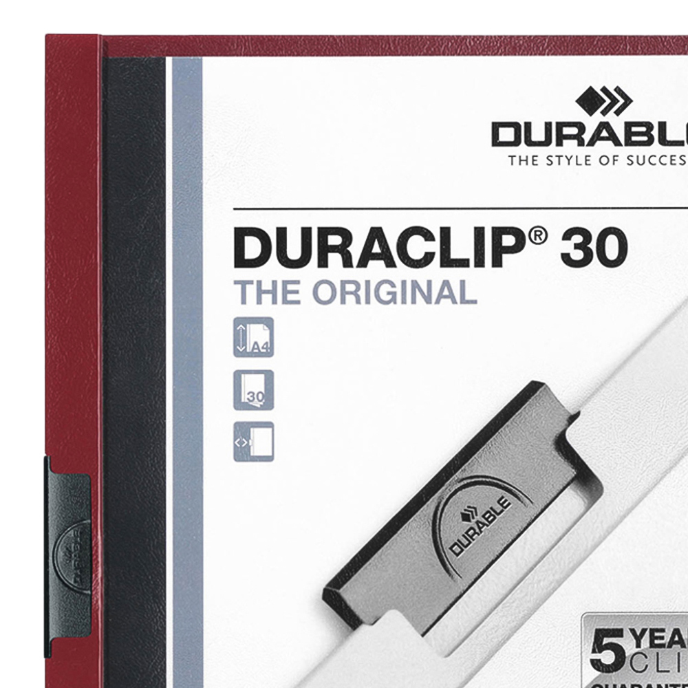 Durable DURACLIP A4 Dark Red 30 Sheet Document Clip File Folder 25 Pack Image 2
