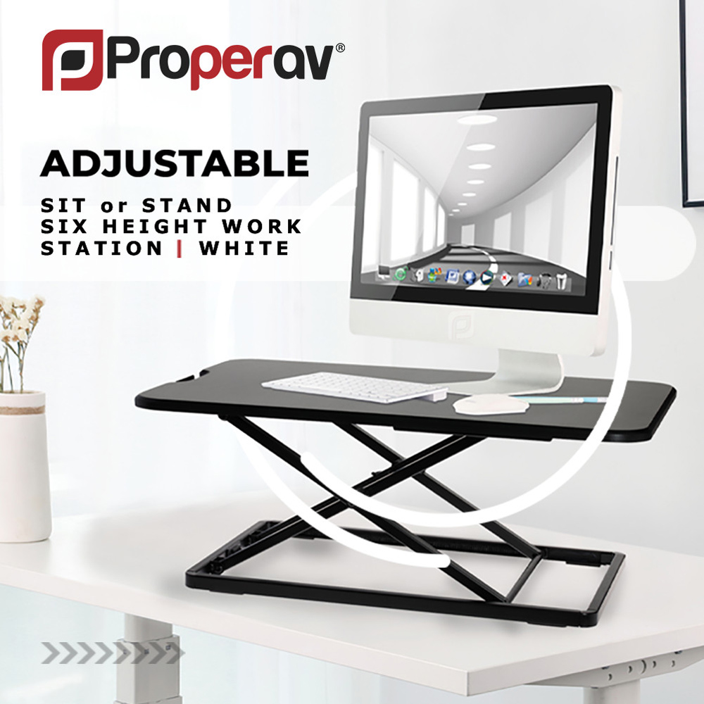 ProperAV Black Slim Sit or Stand Height Adjustable Desk Workstation Image 6