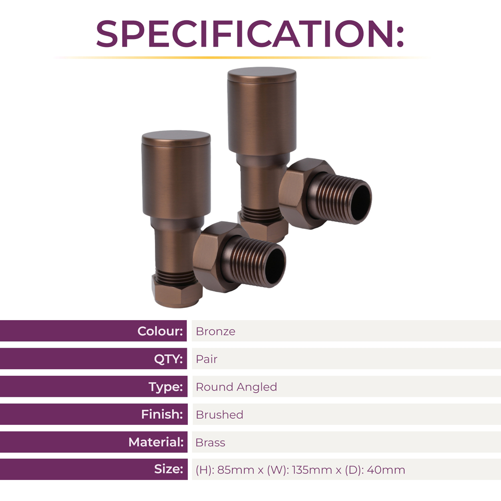Go Bathrooms Bronze Angled Radiator Valves 15mm 2 Pack Image 4