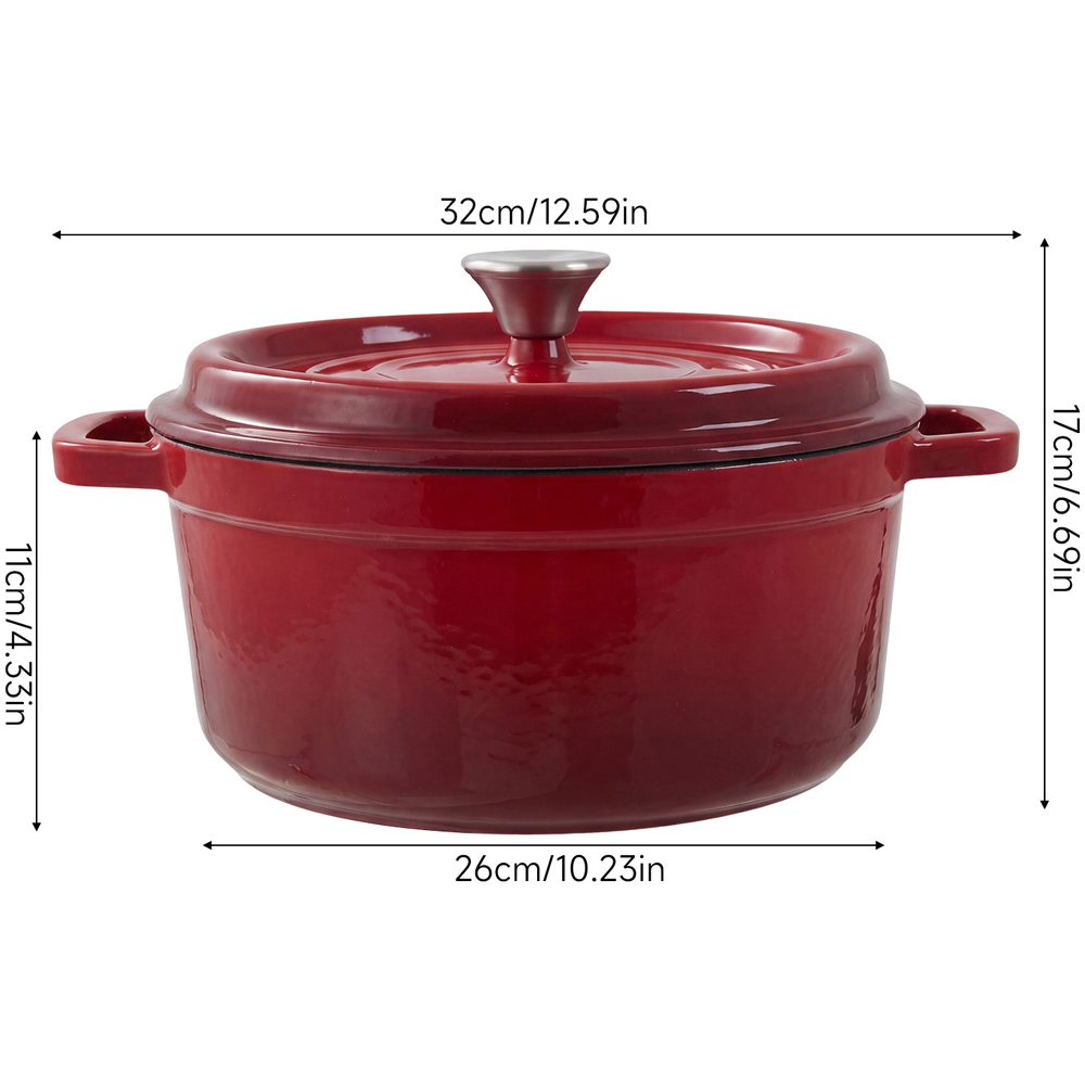 Living and Home Gradient Red Enamelled Cast Iron Dutch Oven Pot 5L Image 8