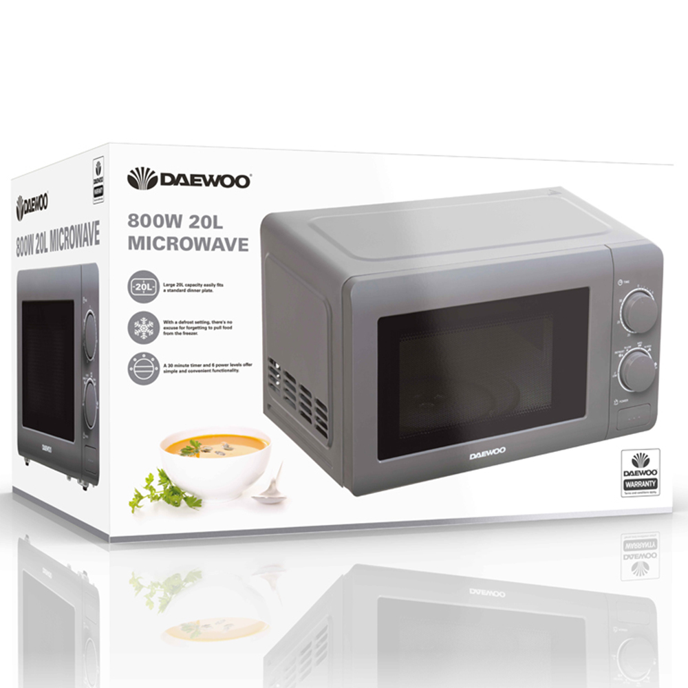 Daewoo Grey Manual Microwave 800W Image 3