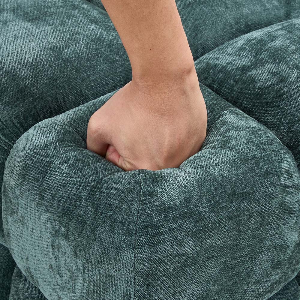 Living and Home Green Chenille Segmented Storage Footstool with Lift-Up Lid Image 3