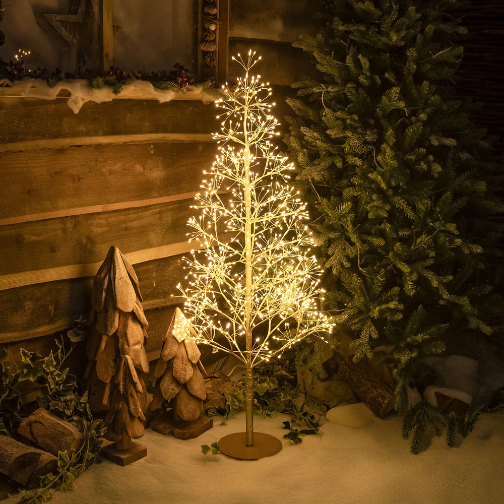 The Christmas Centre 1200 Warm White LED Pre-Lit Gold Wire Light-Up Xmas Tree 4ft Image 7