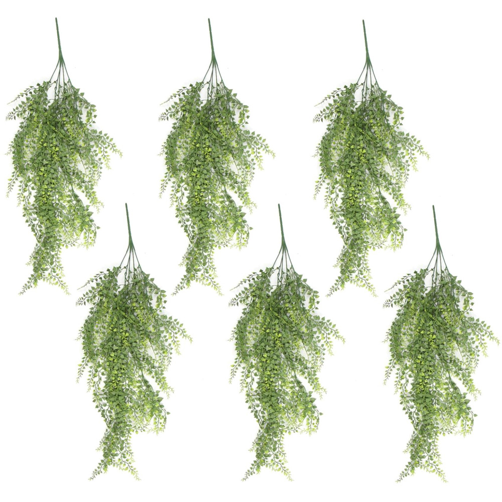 Leaf Trailing Button Fern Foliage Hanging UV and Fire Resistant Artificial Plant 82cm 6 Pack Image 1