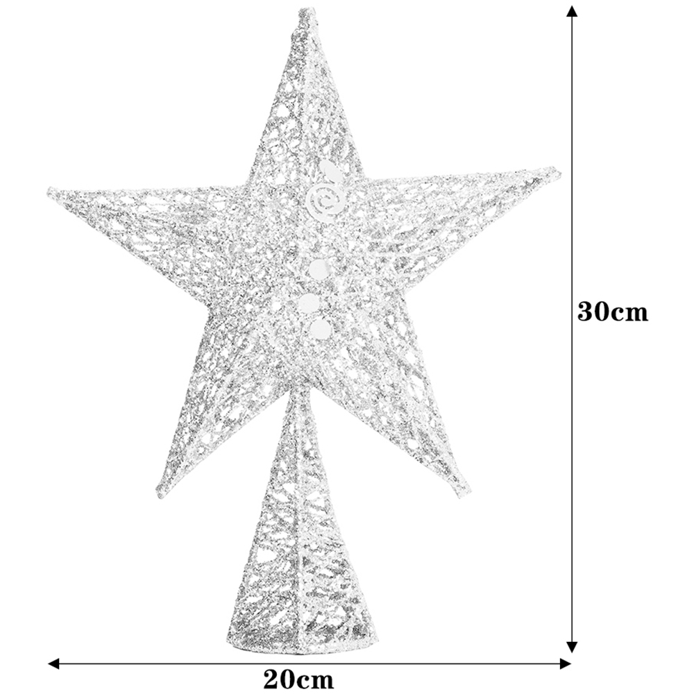 Living and Home Sliver Star Wrought Iron Christmas Tree Topper 30cm Image 9