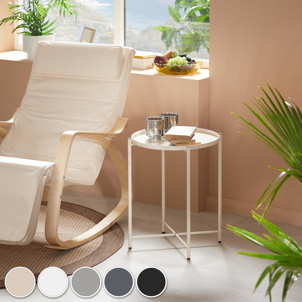 tectake Chester Grey Round Bedside Table Image 7