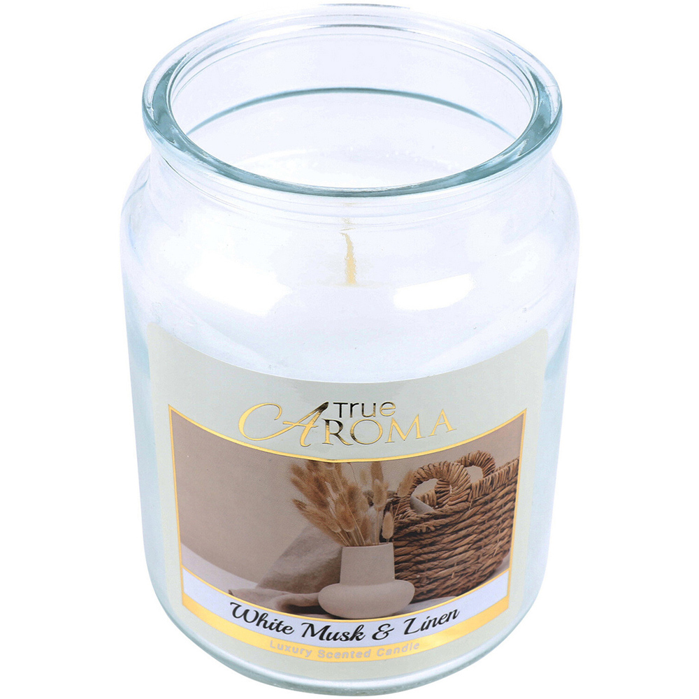 Scented Large Mason Jar Candle White Musk and Linen Image 2