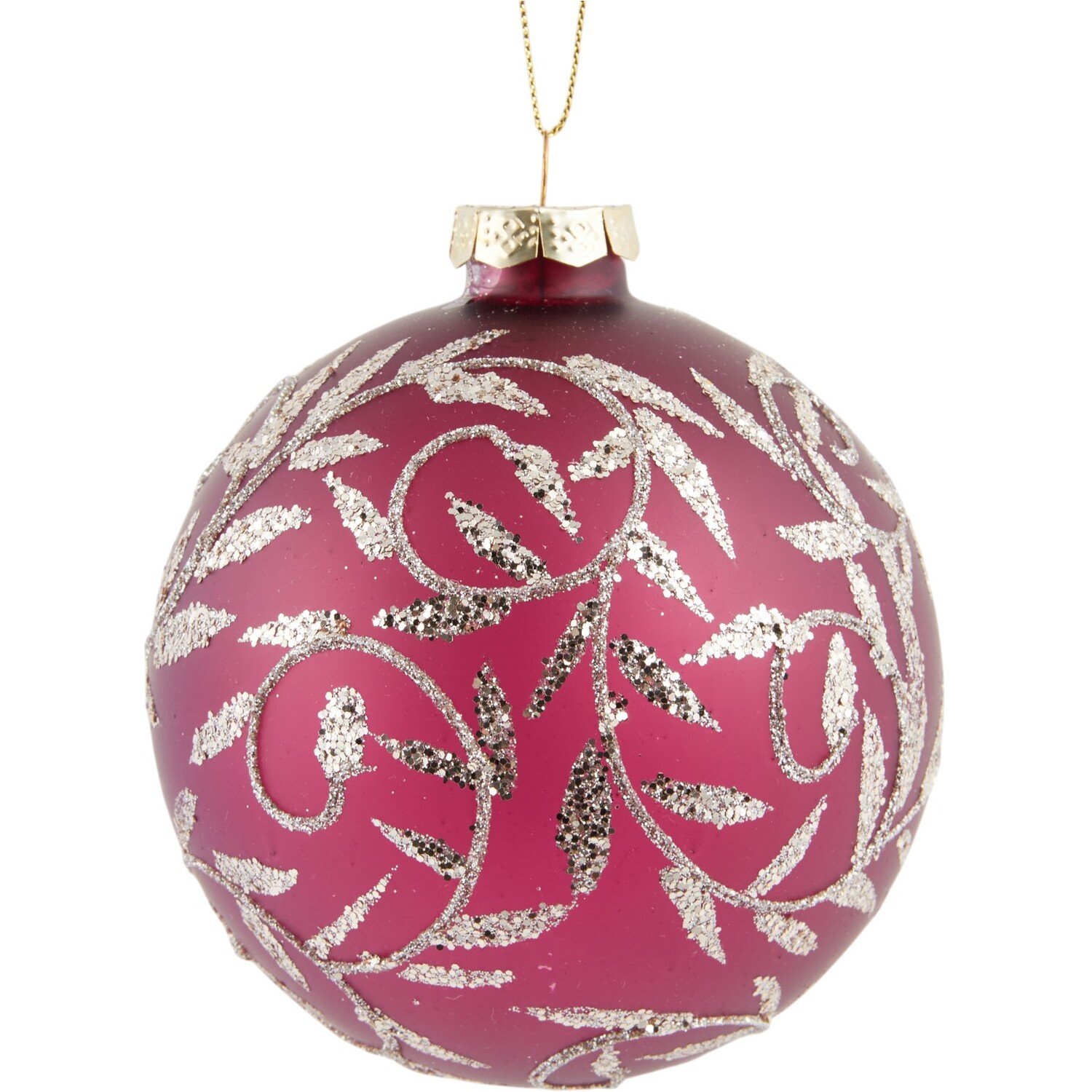 Glitter Fern Bauble Plum Image 1