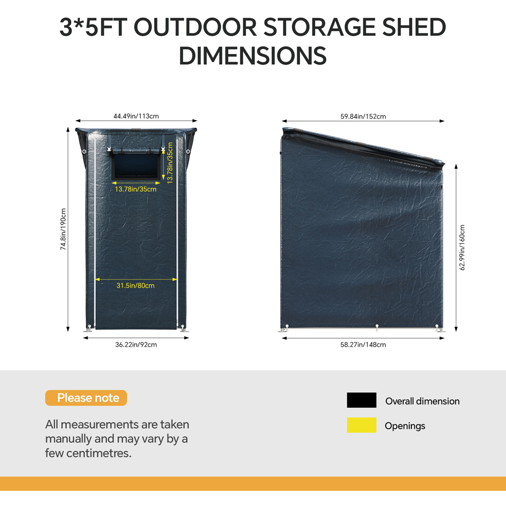 Living and Home 3 x 5ft Dark Grey Pent Garden Storage Shelter with Roll-Up Zipper Door Image 8