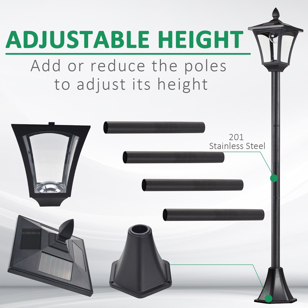 Outsunny Black LED Solar Lantern Lamp Post Image 6