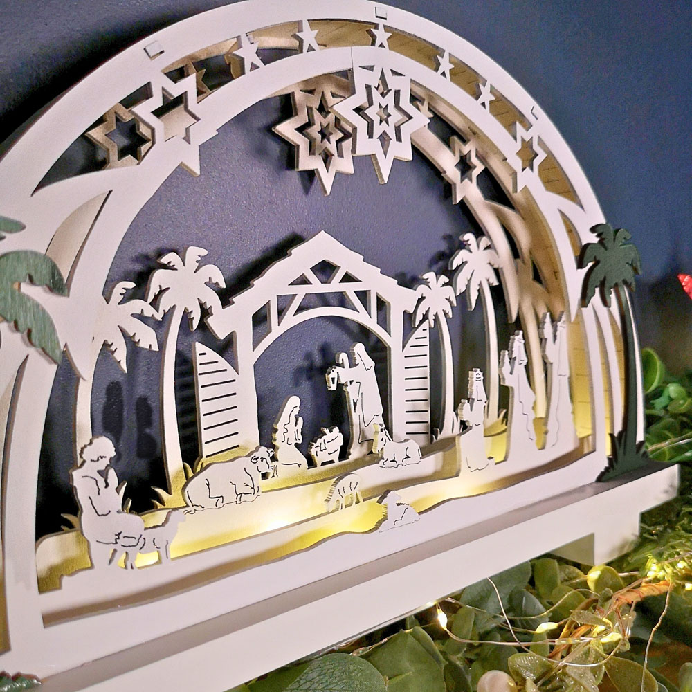 Samuel Alexander LED Wooden Arch Nativity Scene Christmas Decoration Image 3
