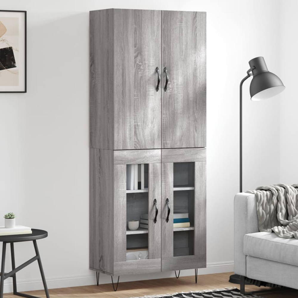 vidaXL 4 Door Grey Sonoma Highboard Image 1