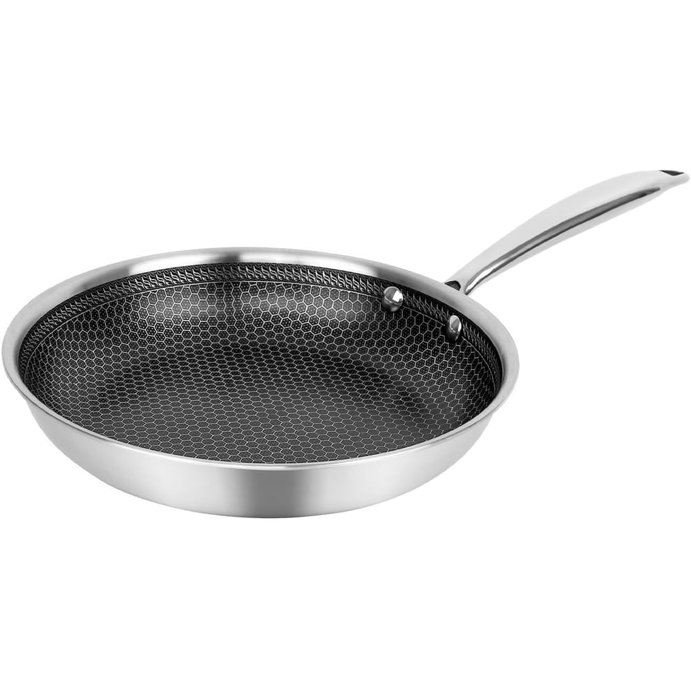 Silver 20cm Non Stick Honeycomb Stainless Steel Induction Frying Pan Image 1