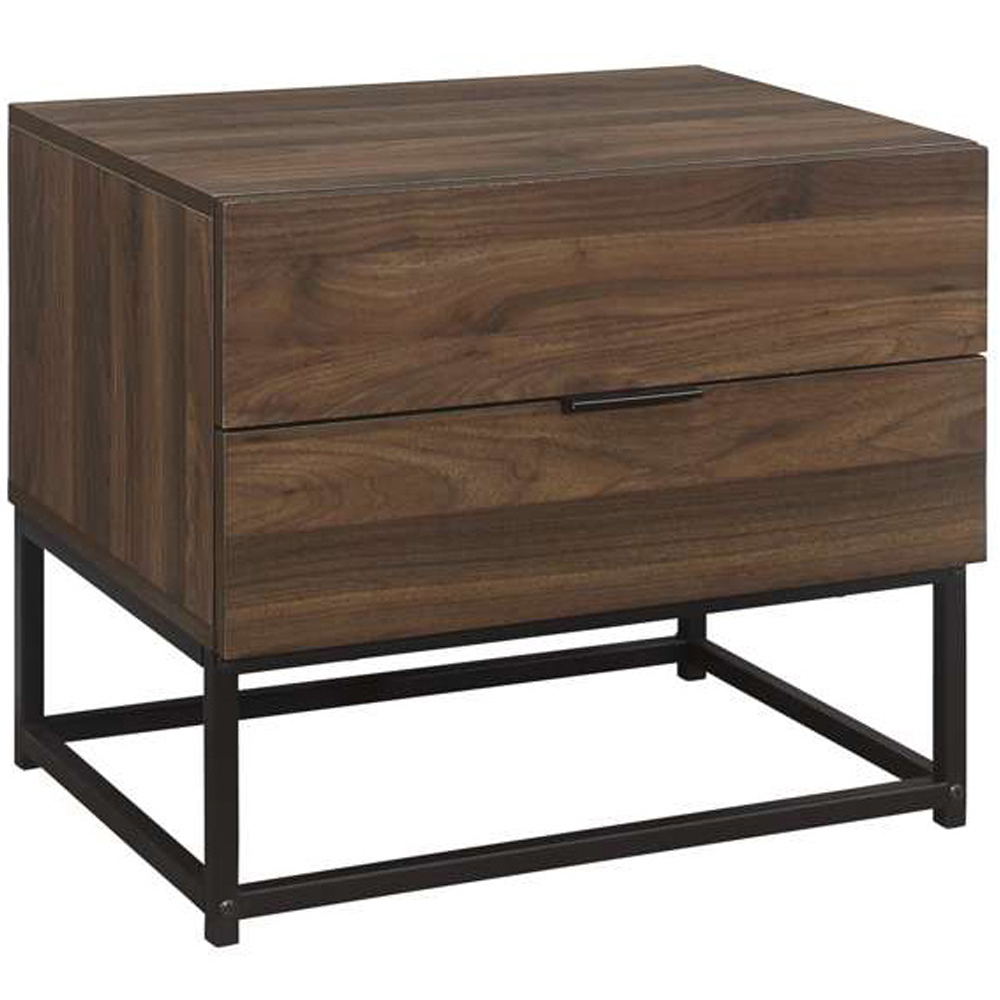 Houston 2 Drawer Walnut Wood Bedside Table Image 2