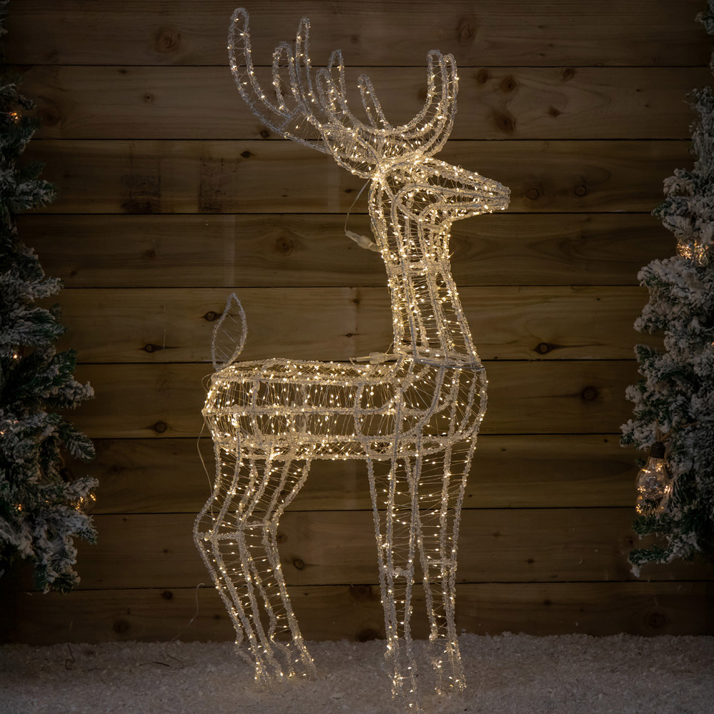 Samuel Alexander 1040 Warm White LED Acrylic Reindeer Outdoor Christmas Decoration 3ft Image 1
