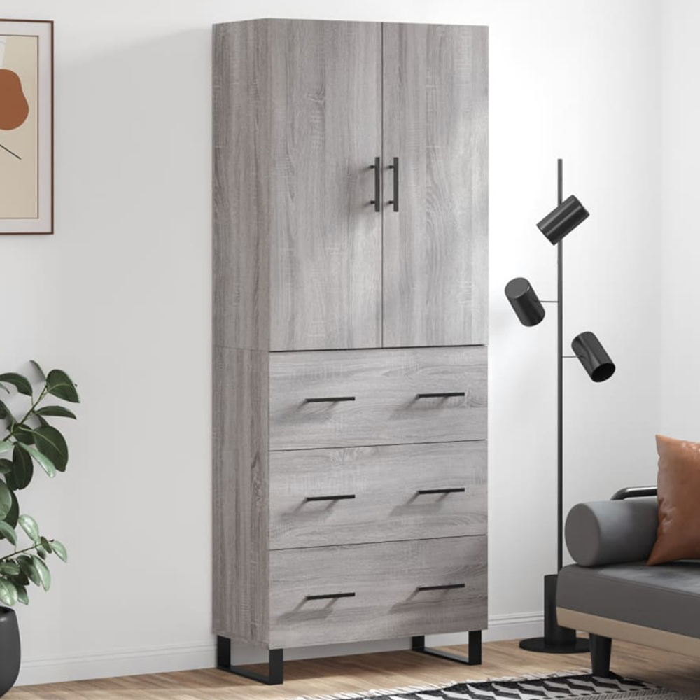 vidaXL 2 Door 3 Drawer Grey Sonoma Highboard Image