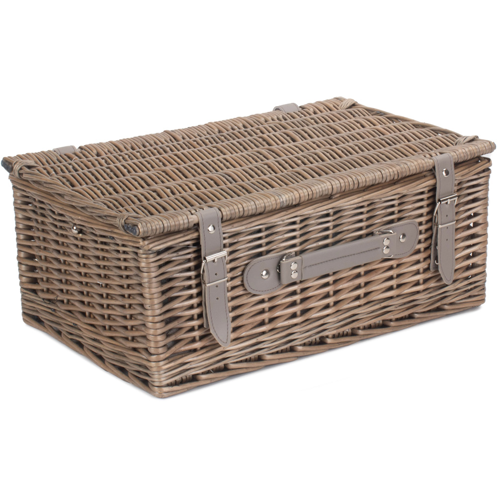 Red Hamper Grey Tweed 4 Person Wicker Fitted Picnic Basket Wilko