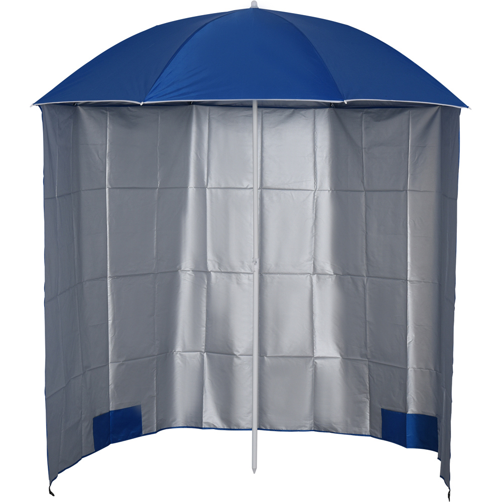Outsunny Blue Fishing Beach Parasol with Sides and Carry Bag 2.2m Image 1