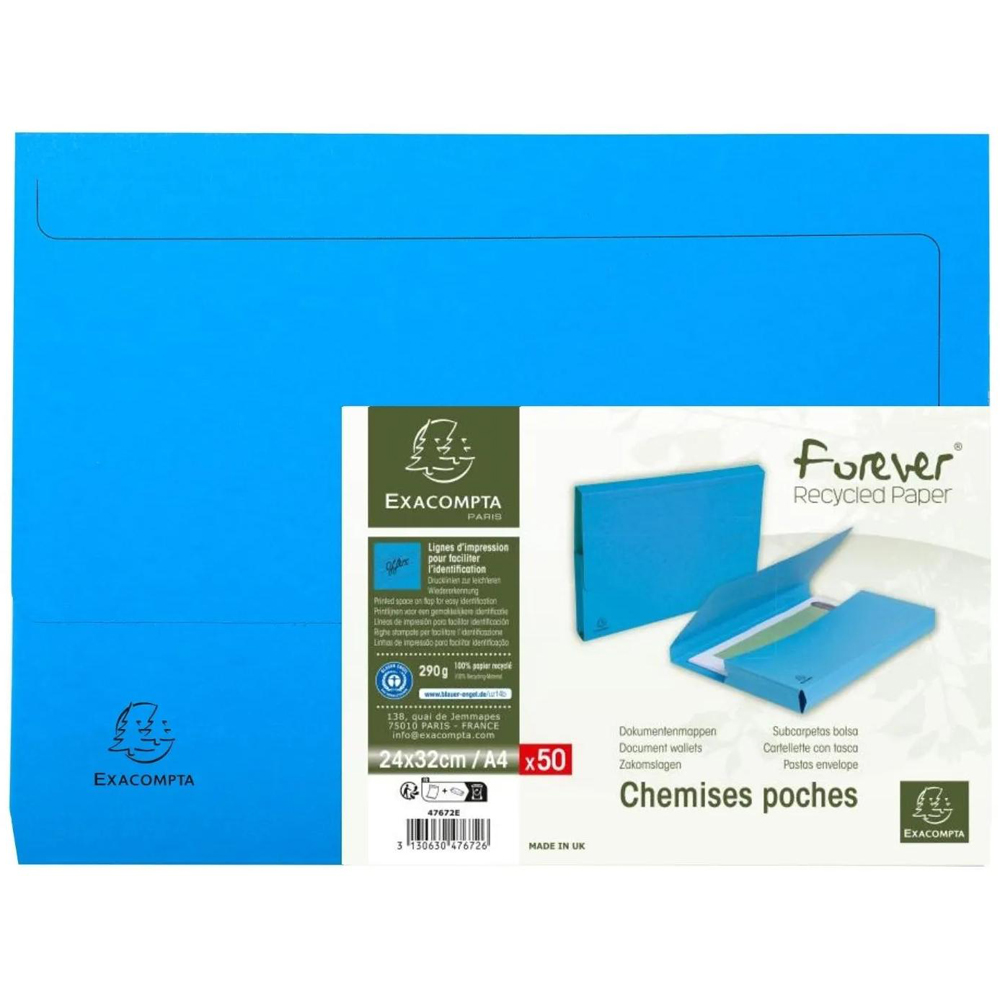 Exacompta Forever Bright Light Blue A4 Document Wallets 2 Pack Image 2