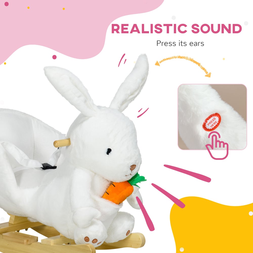 Tommy Toys White Kids Rabbit Shaped Rocking Horse Image 4