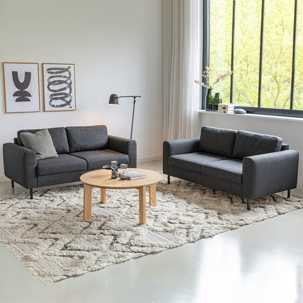 Florence Omaha 4 Seater Dark Grey Basel Fabric Sofa Set Image 1