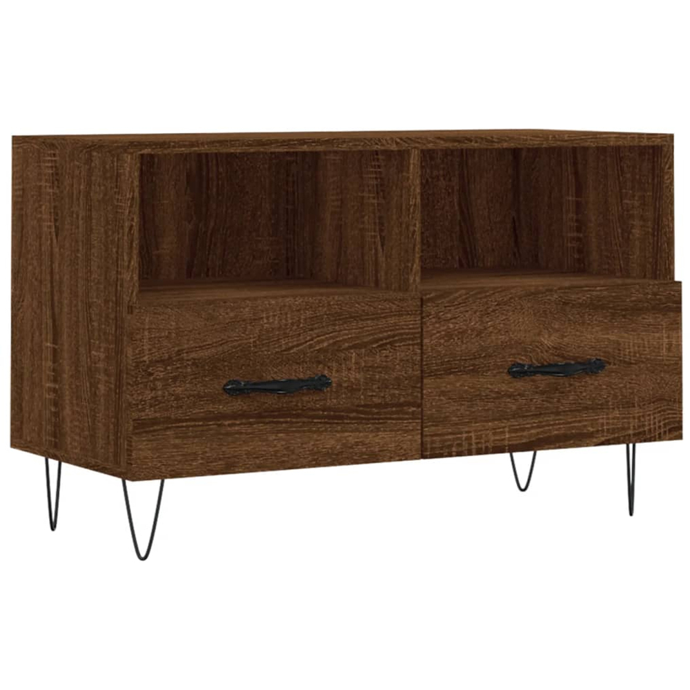 vidaXL 2 Drawer 2 Shelf Brown Oak TV Cabinet Image 2