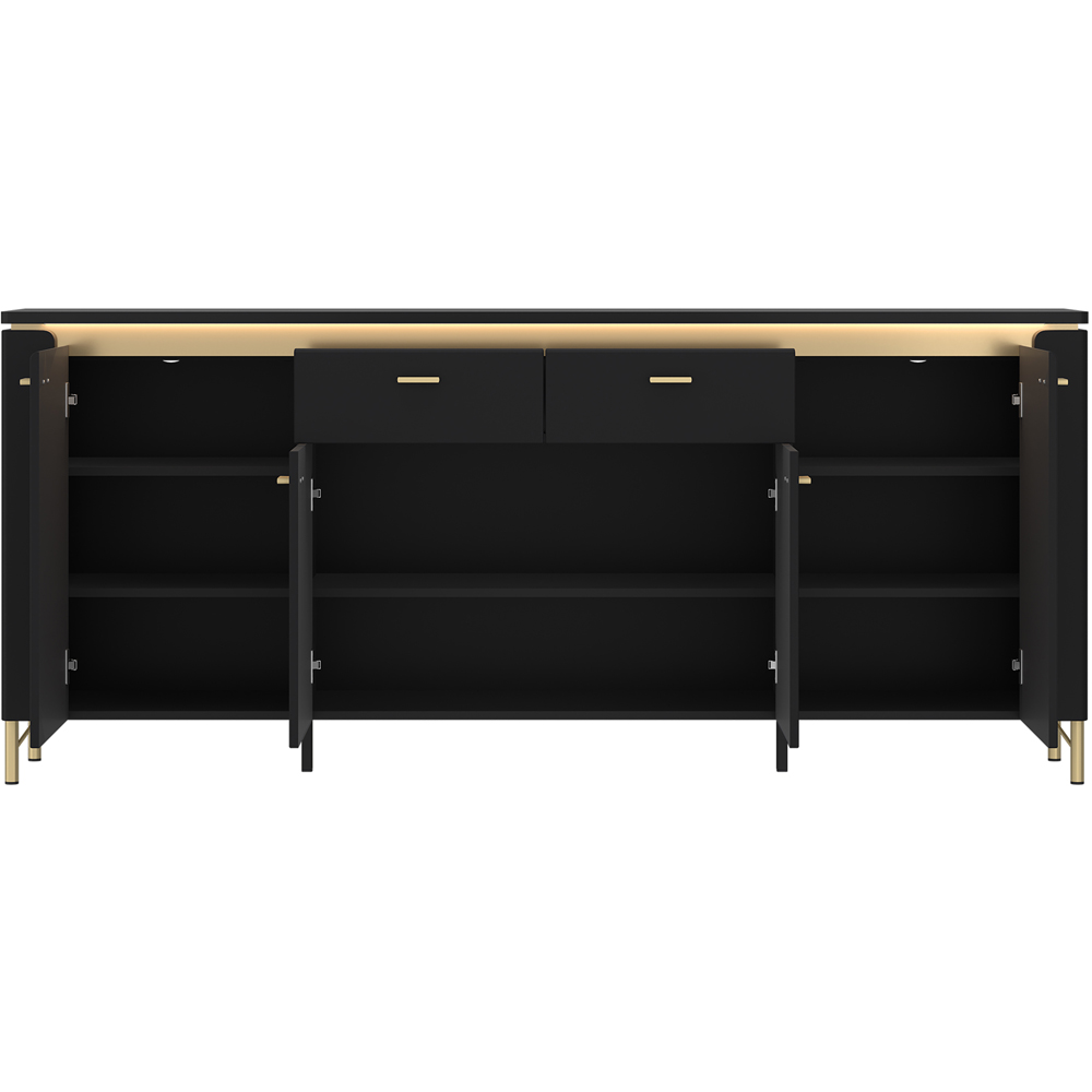 Furniture To Go Genoa 4 Door 2 Drawer Black Sideboard Image 3