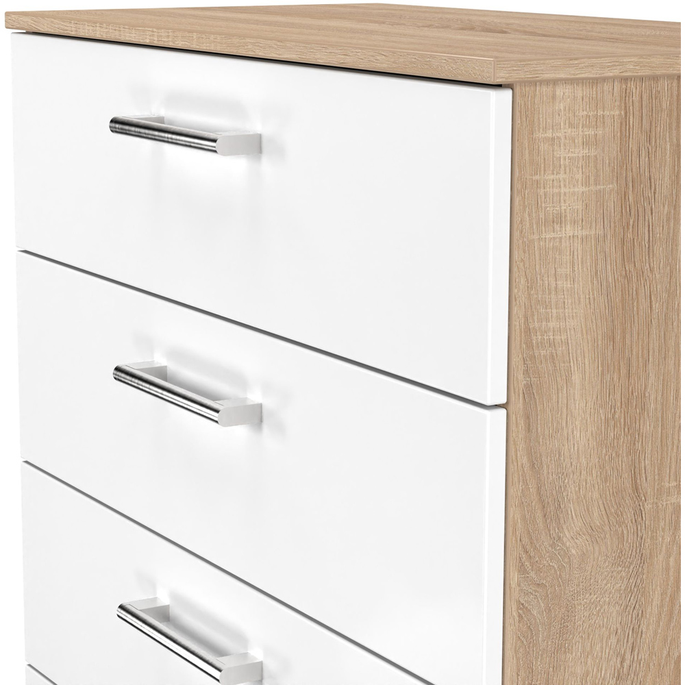 Crowndale Devon 5 Drawer Matt White and Bardolino Oak Chest of Drawers Ready Assembled Image 5