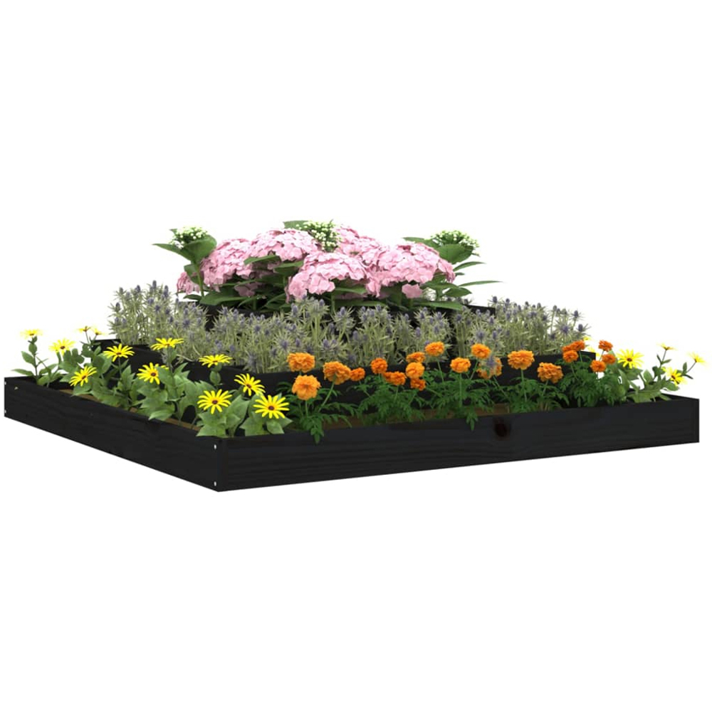 vidaXL Black Solid Pine Wood Garden Planter 110 x 110 x 27cm Image 2