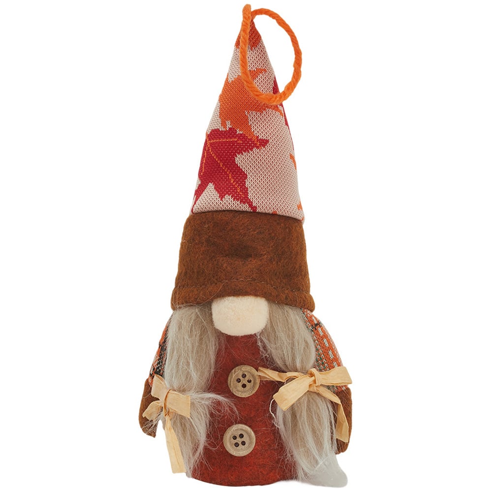Living and Home Orange Thanksgiving Harvest Maple Gnome LED Ornament 17cm Image 1