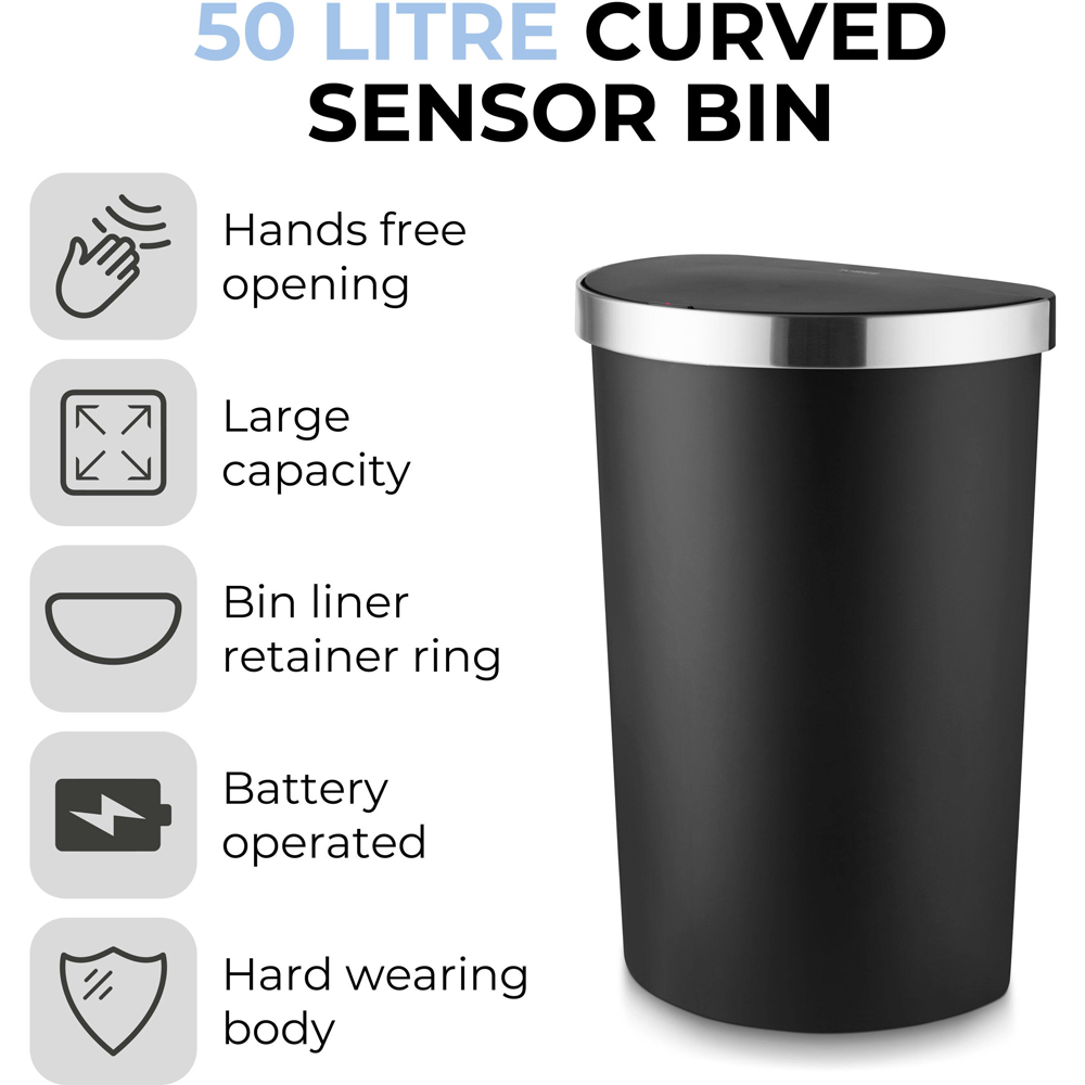 Tower Black Curved ABS Sensor Bin 50L Image 3